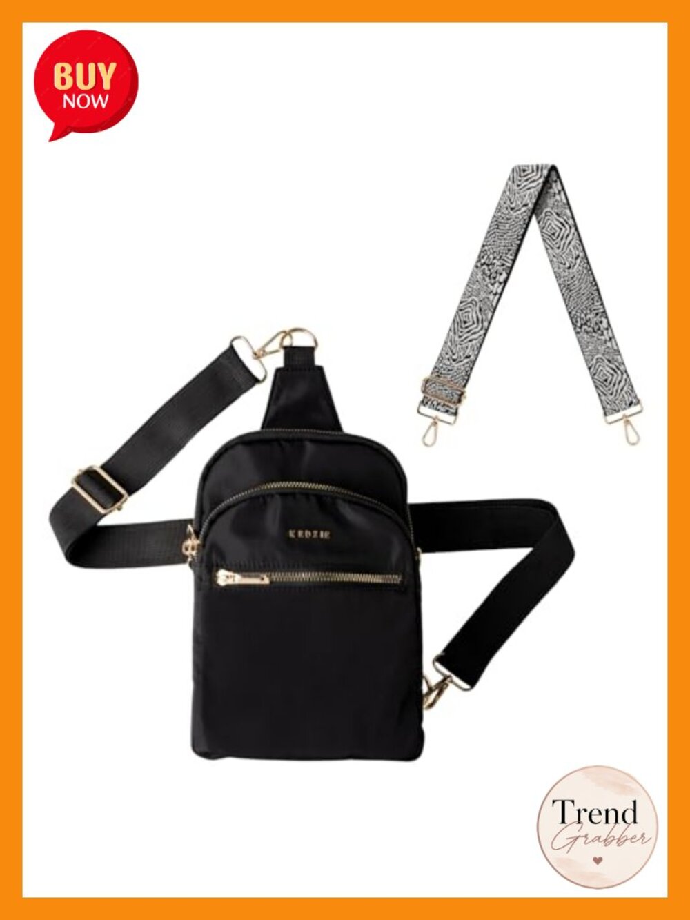 Convertible Sling Crossbody Bag with Interchangeable 2-Inch Strap